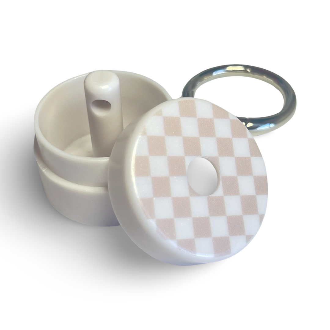 Beige Checker Travel Jewelry Holder