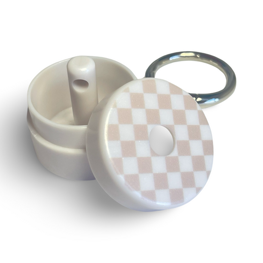 Beige Checker Travel Jewelry Holder