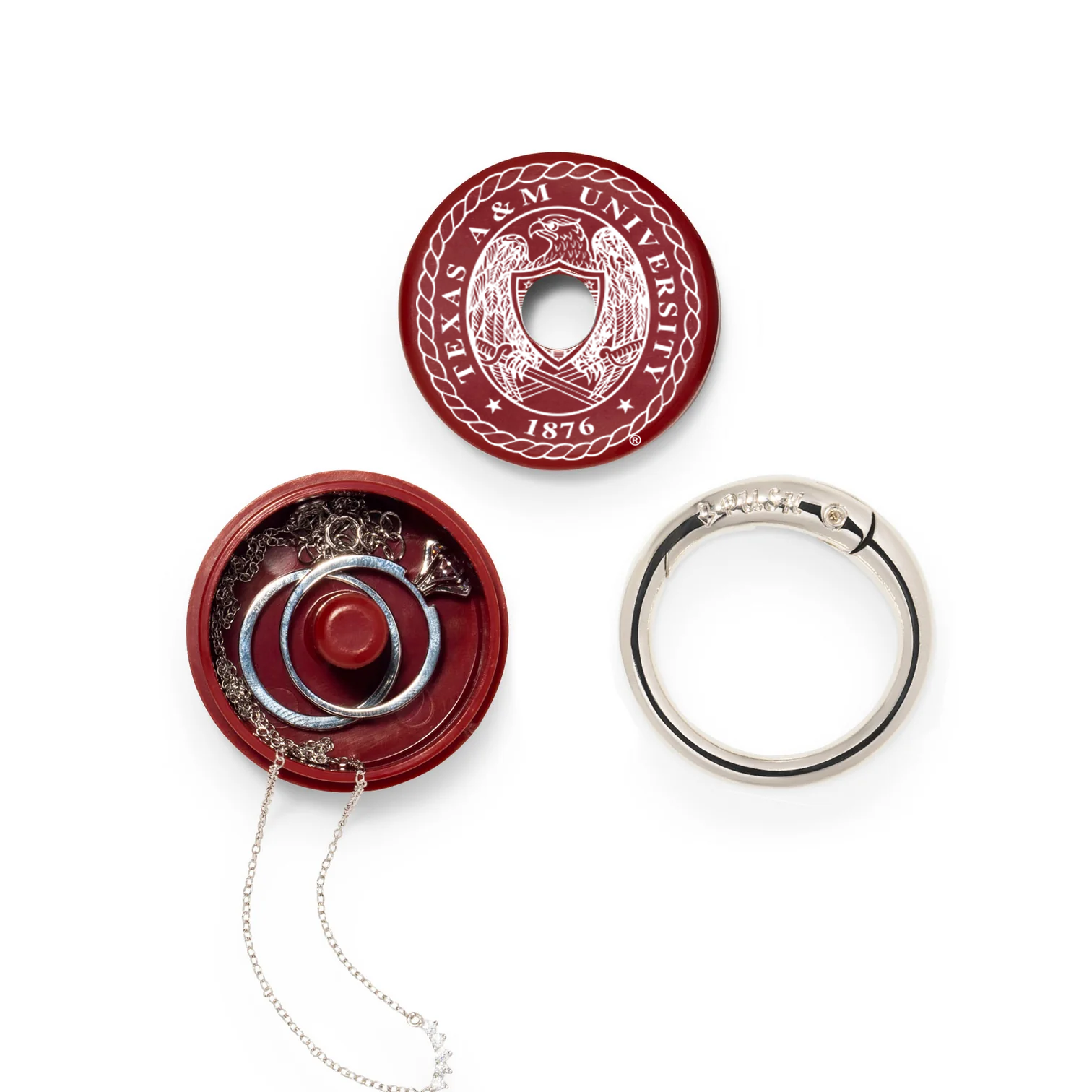 A&M Crest on Maroon Travel Jewelry Holder
